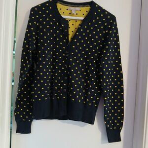 Banana Republic Factory Women's Navy and Yellow Polka  Dot Cardigan SZ S GUC